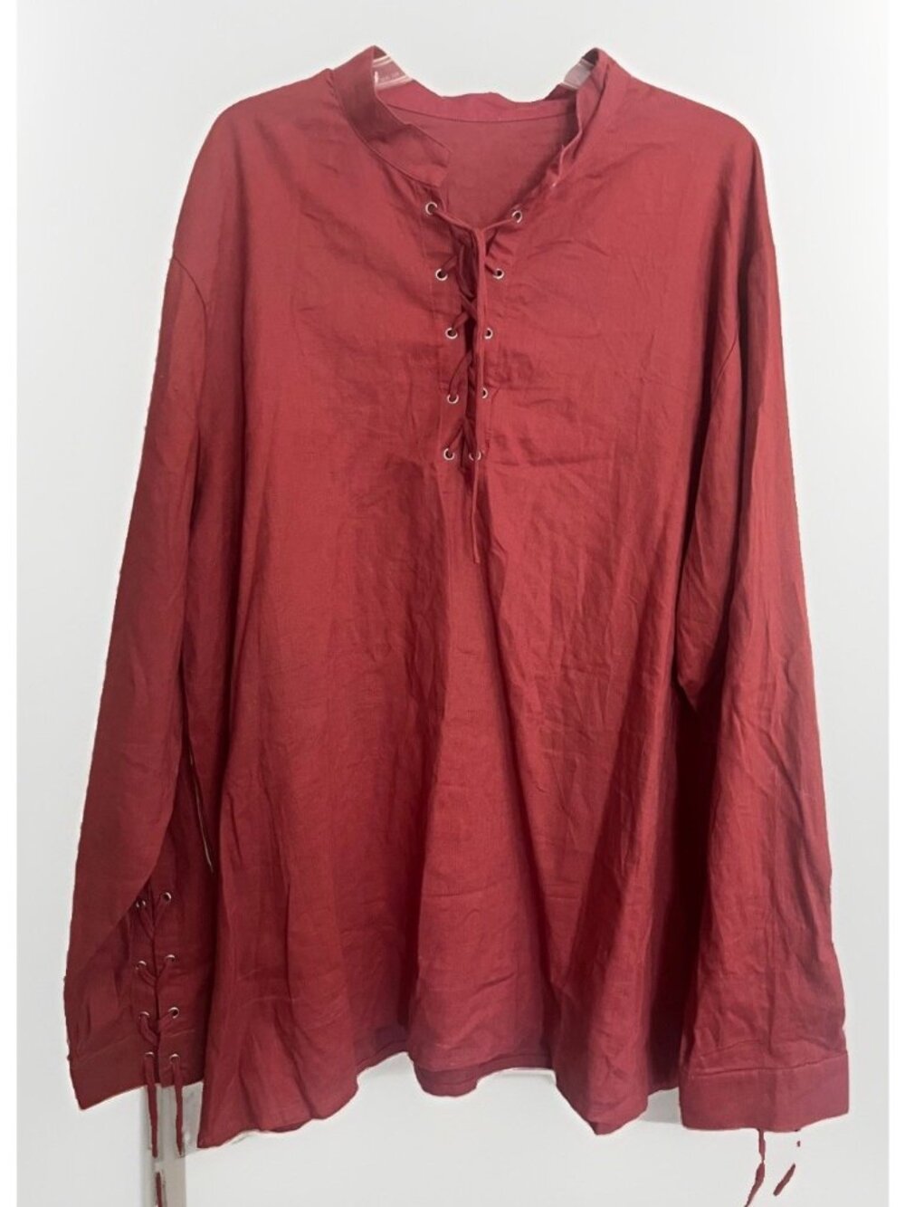 Pink Cotton Linen Renaissance Frontier Reenactment Pirate Men Shirt 4XL. W